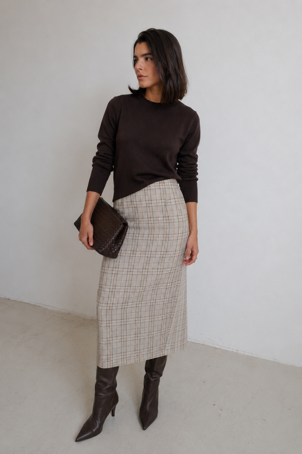 FALDA MIDI CUADROS