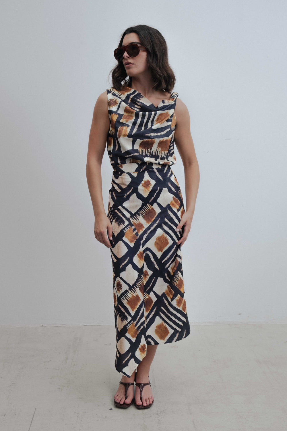 FALDA MIDI ESTAMPADA